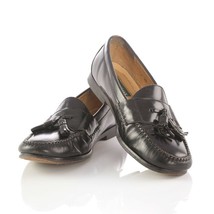 Cole Haan Black Leather Tassel Loafers Slip On Dress Shoes Apron Toe Mens 10 - $34.47