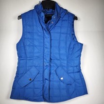 Jones New York Puffer Vest Womens Blue  Snaps Zip Nylon Tuck Away Hood -... - $18.66