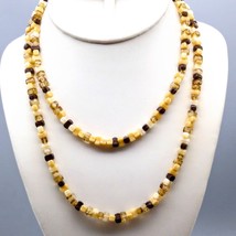 Vintage Cubed Glass Beaded Necklace in Neutral Beige Brown and Black Tones - £30.13 GBP