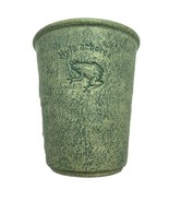 Ceramic Clay Pottery Tumbler Green Speckled Hyla Arborea Frog Design Cup... - $19.35