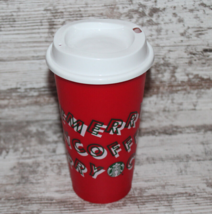 Starbucks Cup Holiday Christmas 2019 Red Reusable Hot 16oz Plastic Merry Coffee - £10.97 GBP