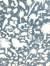 Vintage Fabric Lee Jofa Blue Jungle 2.5 yds Palm Tree Block Print Animal... - $265.00
