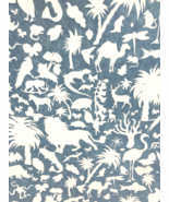 Vintage Fabric Lee Jofa Blue Jungle 2.5 yds Palm Tree Block Print Animal... - €226,82 EUR