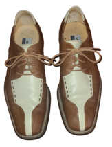 Moretti Dress Shoes Men&#39;s Sz 8 Leather Lace-up Two Toned Split Toe Brown... - $22.87 CAD