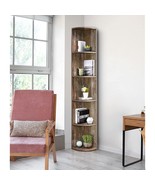 5 Tier Corner Bookcase Wooden Display Bookshelf Storage Rack Multipurpos... - £176.92 GBP
