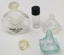 Vintage Set of 4 Empty Miniature Glass Perfume Bottles Magie Noire - £11.97 GBP
