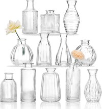 Cewor 12Pcs Glass Bud Vase Set, Small Vases For Flowers, Clear Bud Vases For - £24.43 GBP