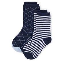 Gymboree Boys And Toddler Crew Socks, Navy/Heather Grey 2 Pack, 6-8 US - £12.63 GBP