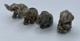Figurines Elephant 4 Small Sitting Walking Stooping 2 the Same Around 1 ... - £8.18 GBP