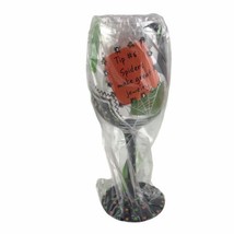 Lolita Tips From The Witch Halloween Wine Cocktail Glass Handpainted Bar... - $46.36