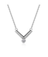 White Gold Necklace Sterling Silver V Necklace, Gift for her, Christmas ... - $47.44 CAD