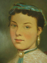 Large French Victorian oil Girl portrait Painting  - £259.79 GBP