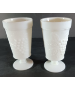 Set of 2 MILK GLASS GOBLET Vintage Anchor Hocking Colony HARVEST GRAPE F... - £8.87 GBP