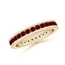 ANGARA Channel Set Eternity Ruby Wedding Band in 14K Solid Gold - £1,198.84 GBP