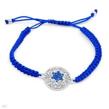 Bracelet With Genuine Crystals Made in Metallic Base metal and Blue Silk.   - $19.99