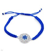 Bracelet With Genuine Crystals Made in Metallic Base metal and Blue Silk.   - $380.56 MXN