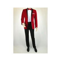 Mens Adolfo Velvet Dinner Jacket Shawl Satin Stage singer 3016J Christmas Red image 7