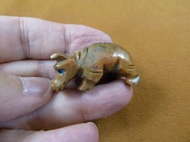 Y-HIP-40 tan gray HIPPO Hippopotamus gem Gemstone figurine SOAPSTONE Riv... - £6.73 GBP