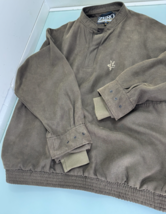 Zero Restriction Golf Jacket Pullover Men’s XL Poly Suede Made In USA Brown - $39.57