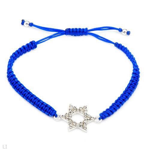  Bracelet With Genuine Crystals Made of Metallic Base metal and Blue Silk - $19.99