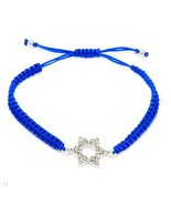  Bracelet With Genuine Crystals Made of Metallic Base metal and Blue Silk - £15.63 GBP