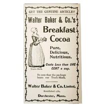 Walter Baker Hot Cocoa 1897 Advertisement Victorian Breakfast Chocolate ... - $28.01 CAD