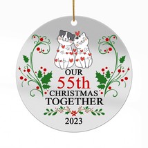 55th Anniversary Christmas 2023 Acrylic Ornament 55 Years Cute Cat Couple Gift - £13.41 GBP