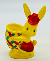 Rosbro Bunny Rabbit Easter Egg Candy Container Hat Toy Plastic Red Vintage - $60.76