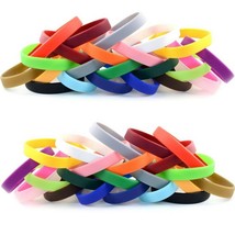 100 Silicone Wristbands Blank NEW Rubber Wrist Band Bracelets Free Shipp... - £35.51 GBP