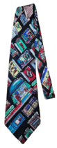VTG 90s Nicole Miller Christmas Collage Bright Neck Tie Novelty 100% Silk  57&quot; - £12.60 GBP