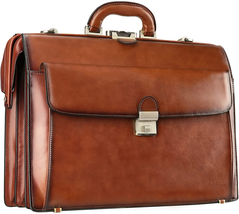 Leather Briefcase for Men with Lock Lawyer Attache Case Fits 15.6 Laptop - £265.02 GBP