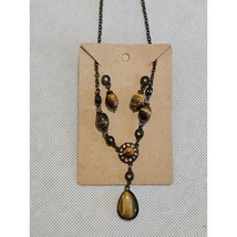 Avon Tiger’s Eye Necklace &amp; Earrings Set – Vintage 2008 - £18.55 GBP