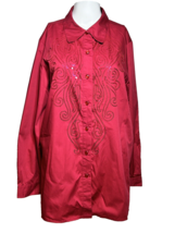 New Bob Mackie Womens Large Wearable Art Red Western Embroidered Whimsical - £27.28 GBP