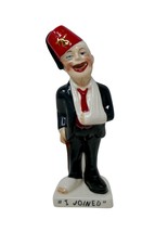 Masonic Shriners Just Joined Fez Hat Ceramic Freemason Figurine with Red... - $29.39