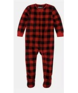 Eddie Bauer Red Black Plaid Buffalo Check Fleece Footed Sleeper Pajama 1... - $28.06 CAD