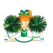 Cheerleader Green Personalized Christmas Tree Ornament - $16.95