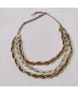 Vintage Multi Strand Chain Clear Stone Bead Collar Bin Statement Necklace - £13.95 GBP