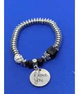 Valentine  I love you Bracelet Gift  for Someone Special Black/Silver w ... - £10.19 GBP