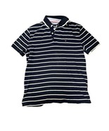 Tommy Hilfiger Polo Shirt Medium Navy Blue White Striped Cotton Short Sl... - $10.00