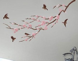 Sakura and Birds - Reusable stencils better than Wall Decals - $52.00