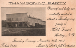 Hastings New York Hotel Tourot Party Orchestra Thanksgiving Postcard 1907 - £28.14 GBP