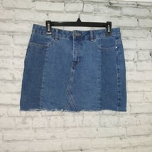 Vero Moda Skirt Womens Medium Blue Jean Denim Cut Off Hem Mini Skirt - £15.60 GBP