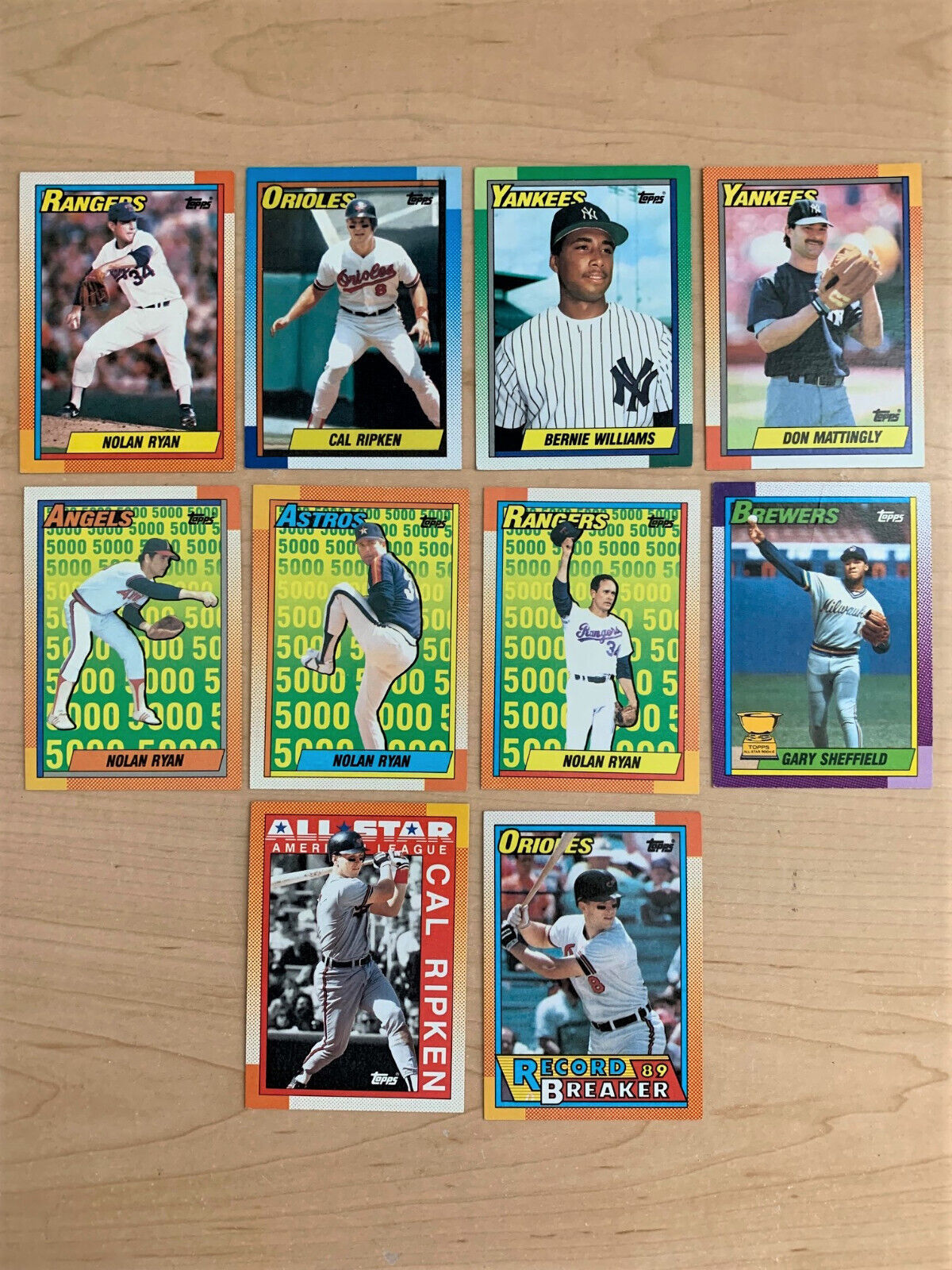 Primary image for 1990 Topps Baseball Cards (Set of 10) Near Mint or Better Condition