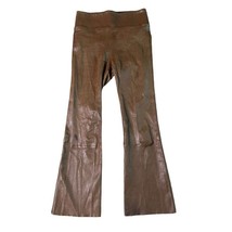 SPRWMN Crop Flare 100% Leather Pants Leggings Pull-On Brown Size Small W... - $181.41