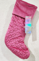 Christmas Rachel Zoe Quilted Pink Gold Rhinestones Stocking 22&quot; Mantel D... - $36.99