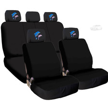 For Hyundai New Black Cloth Dolphin Logo Front and Rear Car Seat Covers - £31.95 GBP