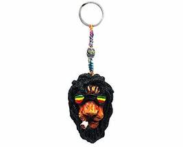 Rasta Smoking Lion Reggae Animal 3D Figurine Keychain Multicolored Macramé Metal - £7.88 GBP