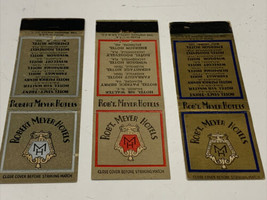 3 Rare Front Strike Matchbook Covers Robert Meyer Hotels Please See Pictures Gmg - £15.64 GBP