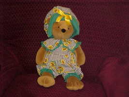 21&quot; Sunflower Bear Plush Toy By Russ Berrie Pretty Sunflowers Outfit - £79.92 GBP