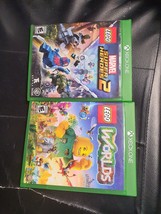 LOT OF 2 LEGO: Marvel Superheroes 2 + WORLDS Xbox One COMPLETE - £7.90 GBP